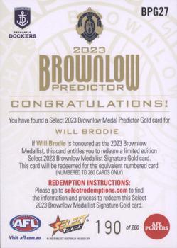 2023 Select AFL Footy Stars - Brownlow Predictor Gold #BPG27 Will Brodie Back